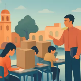 Profesor en Tlaxcala utiliza cajas de cartón para impedir copias durante examen