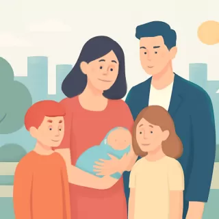 Juana Repetto presentó a su bebé Timoteo junto a sus tres hijos