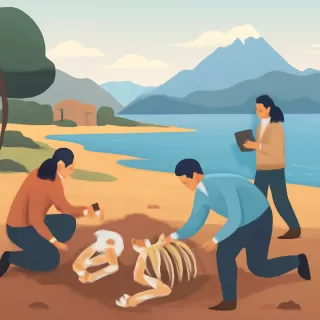 Descubren restos de megaterio de 16.000 años en la costa del lago Nahuel Huapi