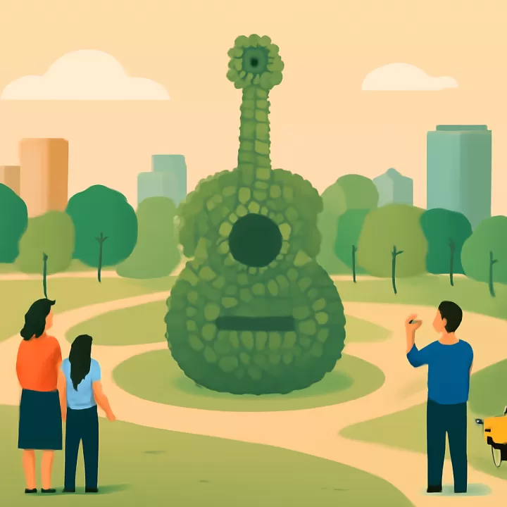 En Córdoba, una guitarra gigante de más de 7 mil árboles rinde homenaje a una mujer fallecida