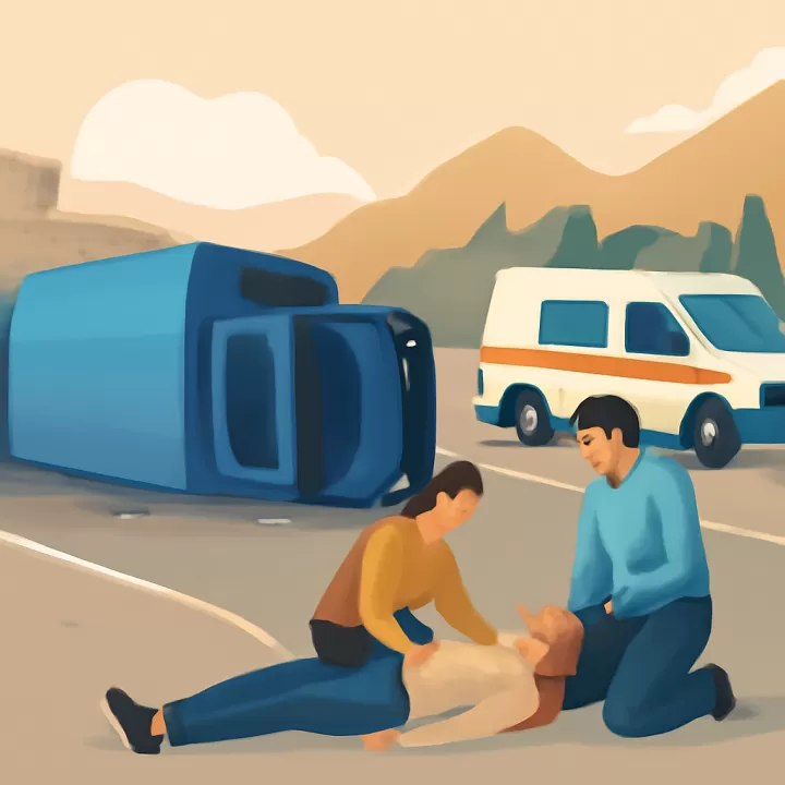 Volcó un camión de carga en Ruta 7 en Punta de Vacas