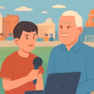 Bautista Salazar, el joven periodista que cubre las canchas de San Juan junto a su abuelo