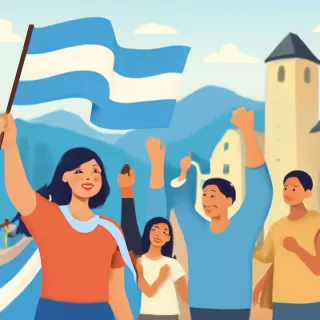 Multitud celebra en Villa La Angostura el pase de Argentina a semifinales