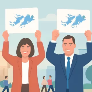 Bullrich y Brito posan con imágenes de las Malvinas en campaña contra Milei