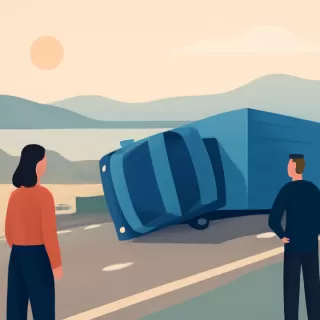 Volcadura de camión en la Ruta Nacional 23 cerca de Laguna Los Juncos