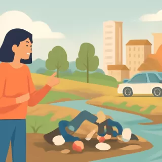 Acumulación de basura en las orillas del arroyo Las Piedritas en Villa La Angostura