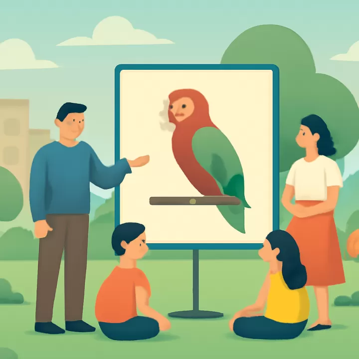 El Neni 2040 de San Pedro educa a niños sobre conservación ambiental con foco en el loro pecho vinoso