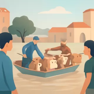 Dramático rescate de ganado por inundaciones en Artigas, Uruguay