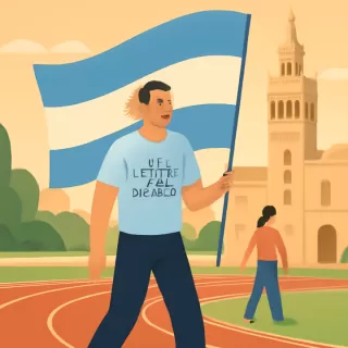 Gastón Edul ingresó con el Himno Nacional a la Velada del Año VI en Sevilla, España