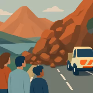 Derrumbe de rocas en la Ruta 40 a la altura de Huemul deja un solo carril habilitado