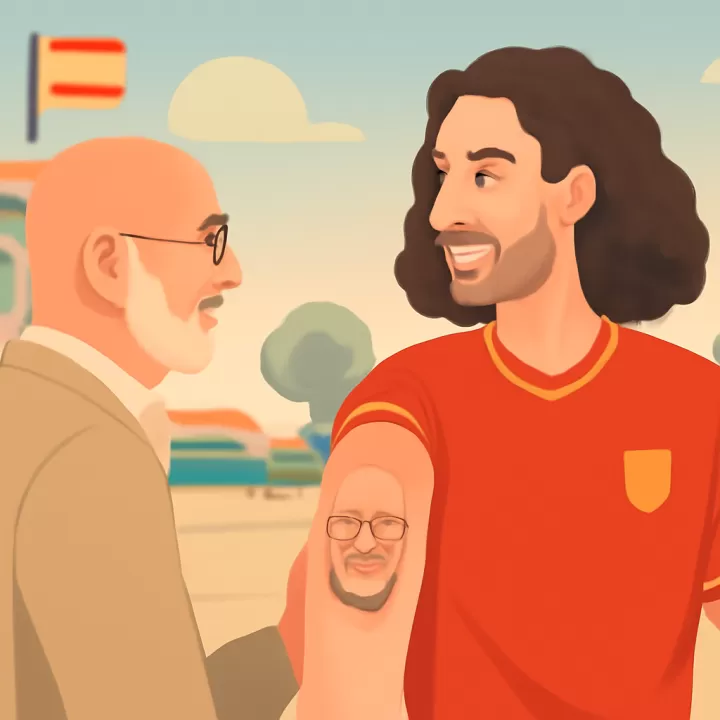 Marc Cucurella se tatuó el rostro de Luis de la Fuente tras el título mundial de España