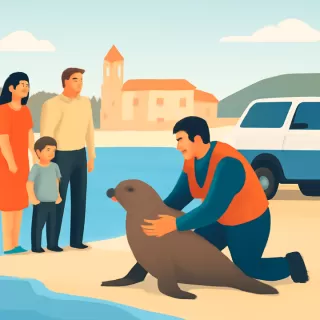 Rescatan y liberan un lobo marino en Las Grutas durante operativo de fauna